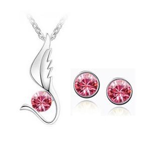 Růžový set náhrdelník + náušnice Swarovski elements Wings