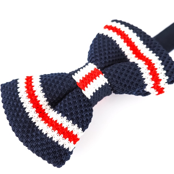 Modro - bílo - červený motýlek Knit