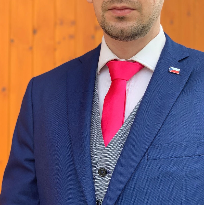 Růžová kravata Slim