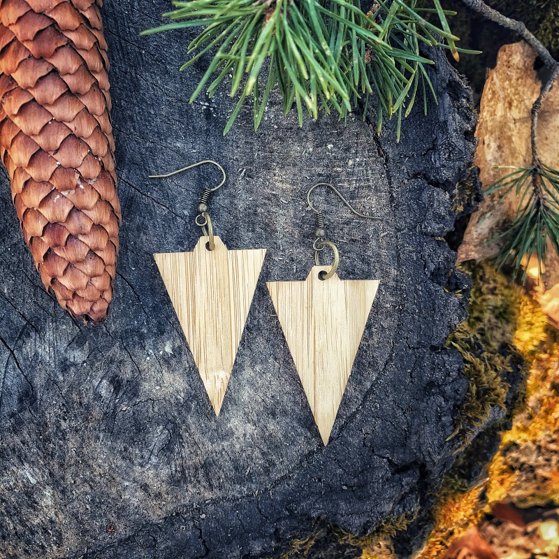 Dřevěné dámské náušnice Triangle