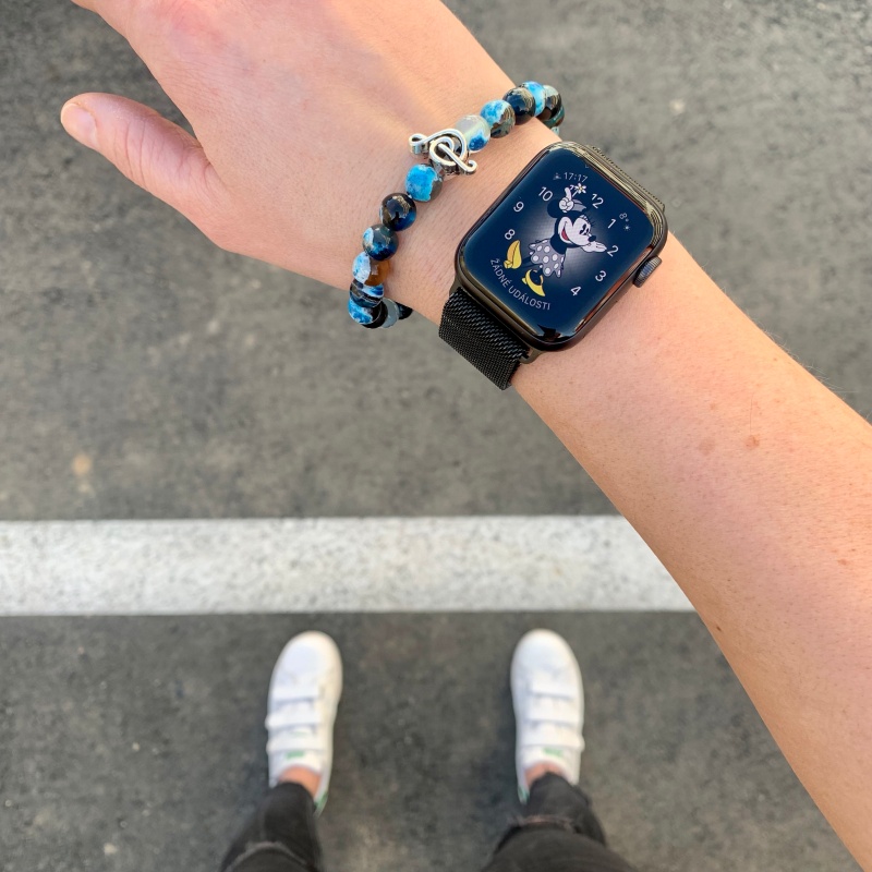 Modrý dámský náramek Houslový klíč 