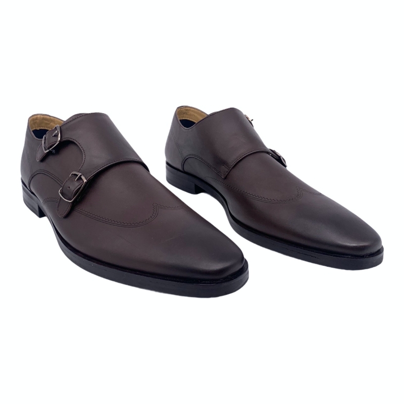 Hnědé kožené boty Marks and Spencer Derby Monk EU 42