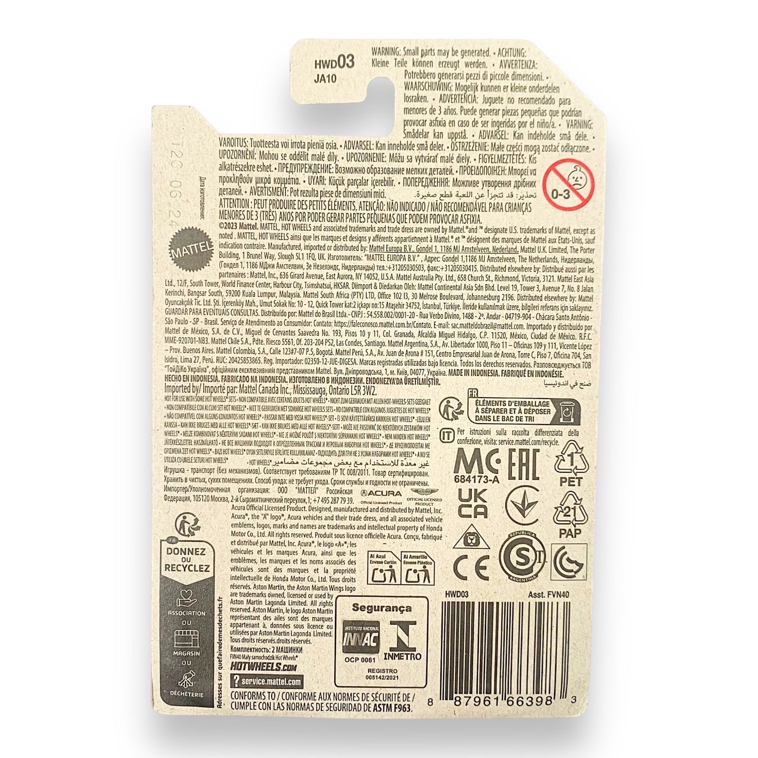 HOT WHEELS 2 pack - Acura NSX Aston Martin Vantage GTE