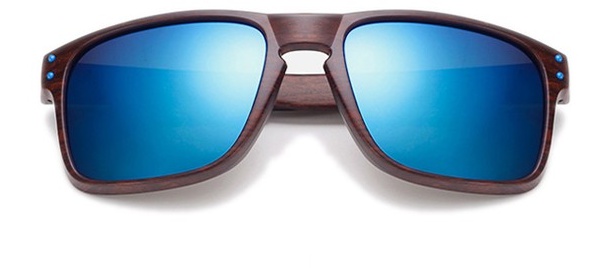 Hnědé modře zrcadlové sluneční brýle Holbrook Wood