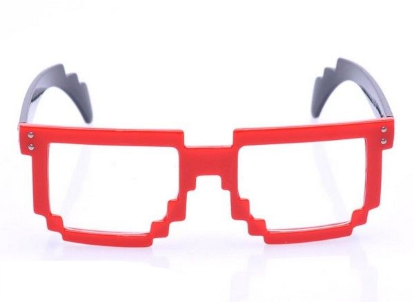 Červeno - černé čiré brýle 8-Bit