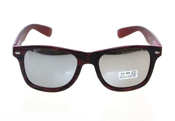 Hnědé zrcadlové sluneční brýle Wayfarer Wood