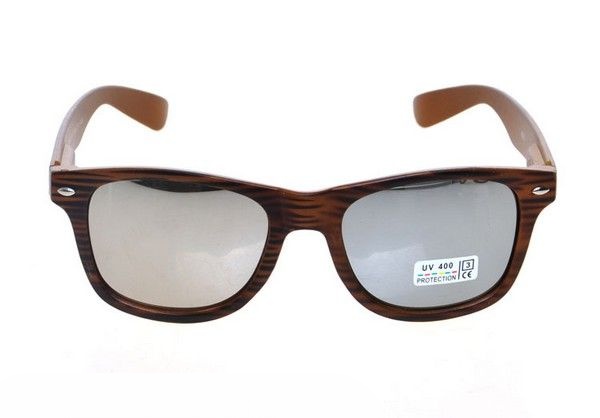 Světle hnědé zrcadlové sluneční brýle Wayfarer Wood