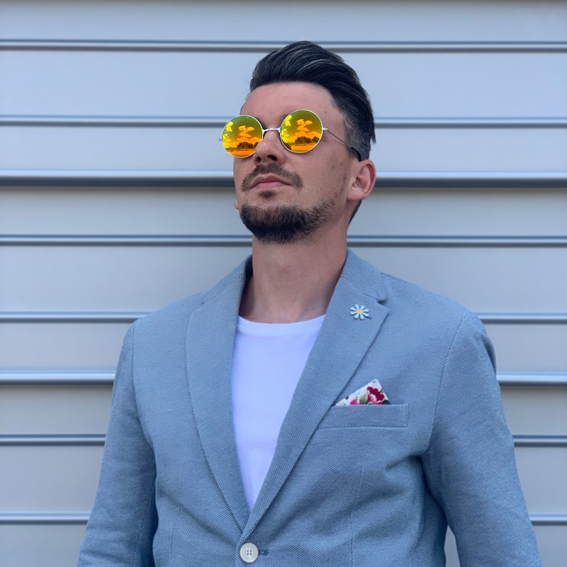 Stříbrné rudě zrcadlové sluneční brýle Lenonky