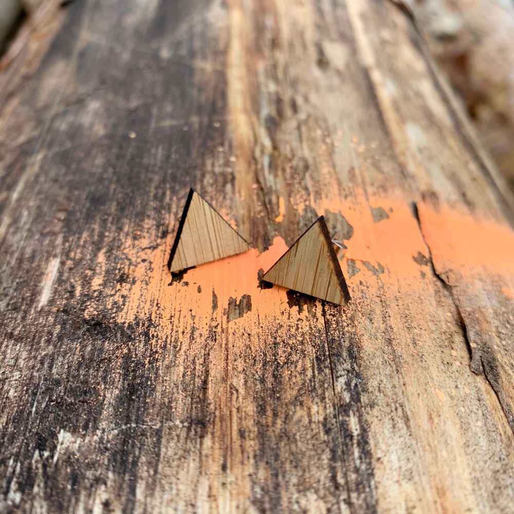 Dřevěné dámské náušnice Trojúhelník 