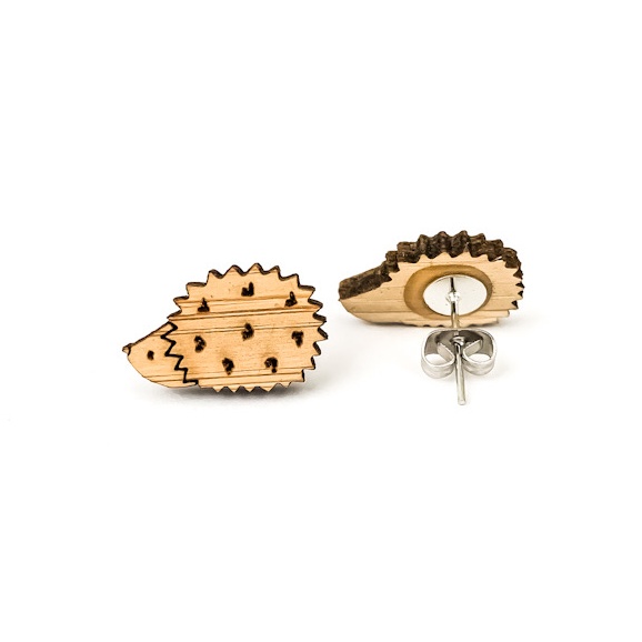 Dřevěné dámské náušnice Ježeček 