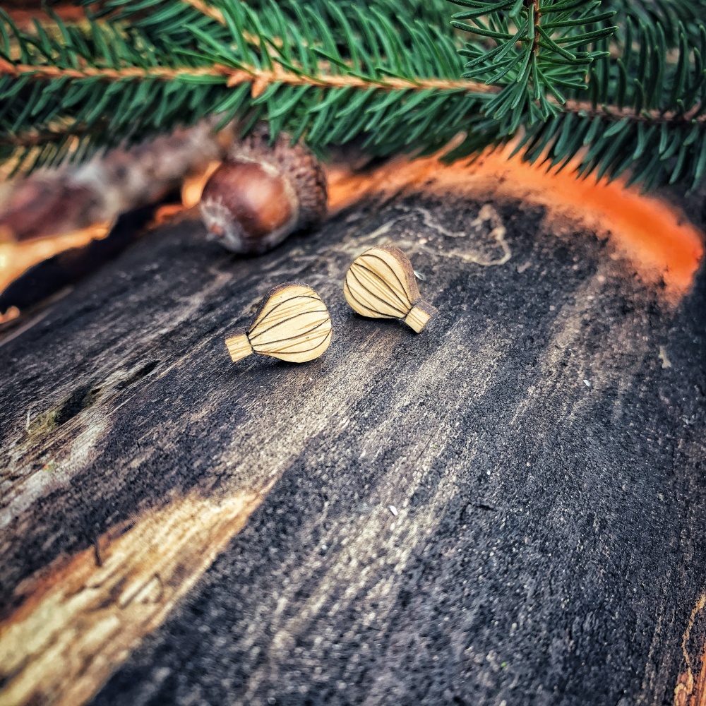 Dřevěné dámské náušnice Balón 