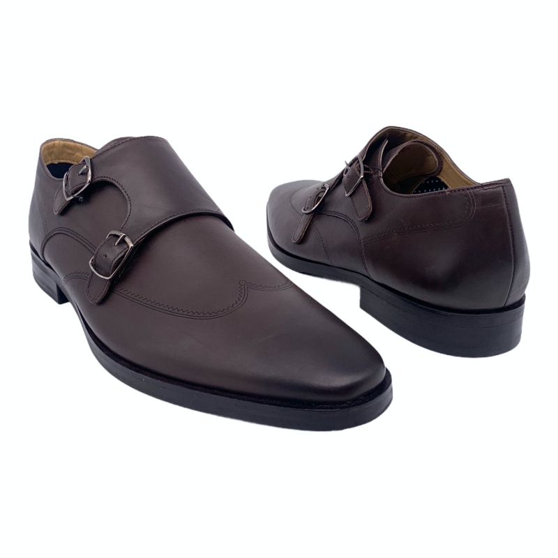 Hnědé kožené boty Marks and Spencer Derby Monk EU 42