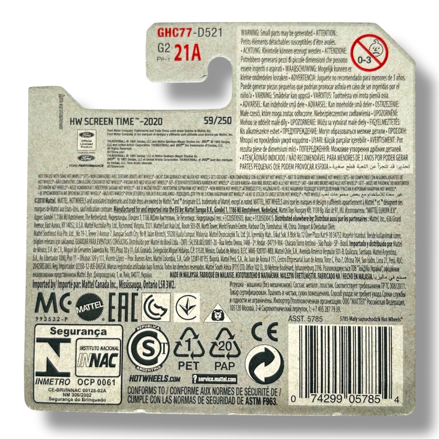 HOT WHEELS 1965 Ford Mustang Convertible James Bond Thunderball