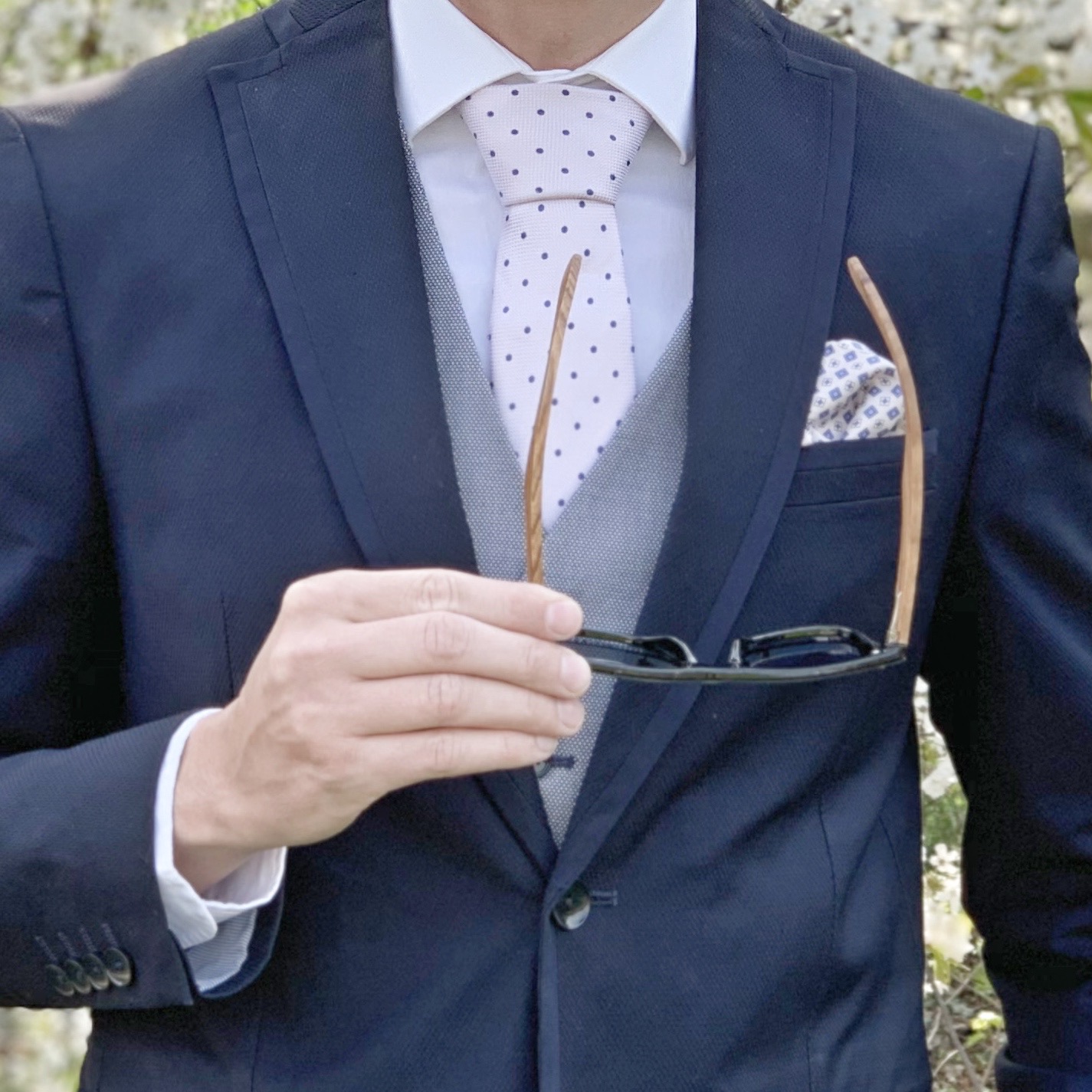 Růžovo - modrá kravata Marks Spencer Dot 