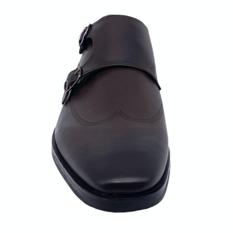 Hnědé kožené boty Marks and Spencer Derby Monk EU 42
