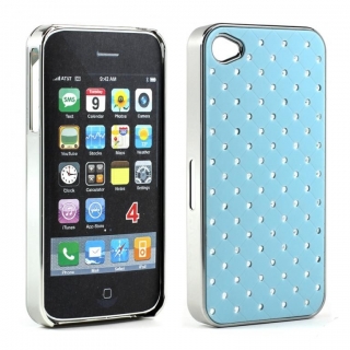 Světle modrý kryt Diamanty pro Apple iPhone 4/4S