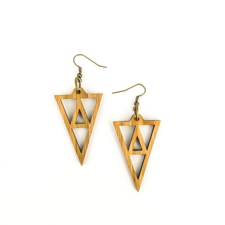 Dřevěné dámské náušnice Triangle double 
