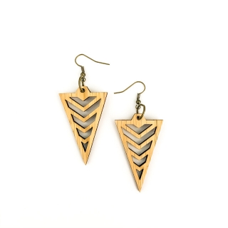 Dřevěné dámské náušnice Triangle wave 