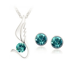 Tyrkysový set náhrdelník + náušnice Swarovski elements Wings