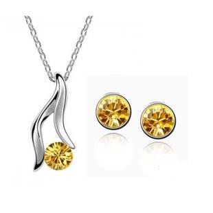 Žlutý set náhrdelník + náušnice Swarovski elements Victory