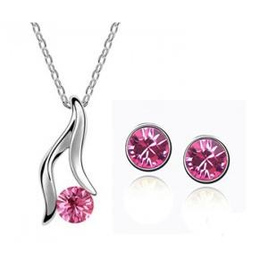 Růžový set náhrdelník + náušnice Swarovski elements Victory