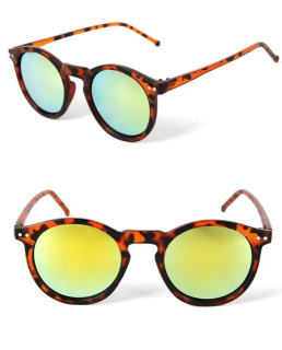 Leopardí zrcadlové sluneční brýle Retro Round