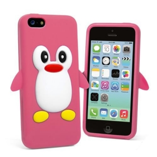 Světle růžový kryt Tučňák pro Apple iPhone 5C