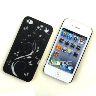 Černý kryt Motýlci a květina pro Apple iPhone 4/4S