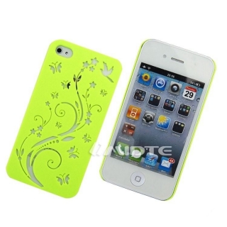 Žlutý kryt Motýlci a květina pro Apple iPhone 4/4S