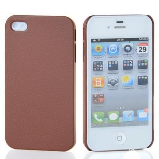 Hnědý kryt Litchi pro Apple iPhone 4/4S
