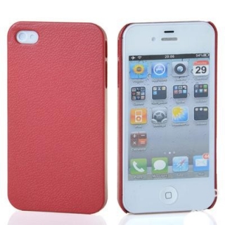 Červený kryt Litchi pro Apple iPhone 4/4S