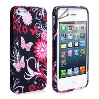 Plastový kryt Motýl a květiny pro Apple iPhone 4/4S